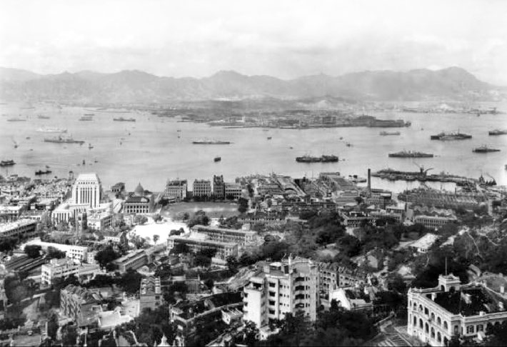 1930s ; Hong Kong with the Kowloon Peninsula in the distance