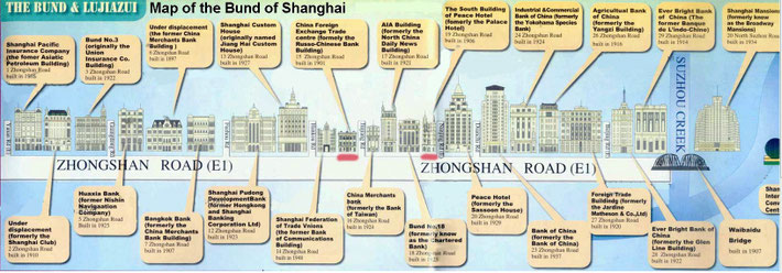 Present-day map of the Bund buildings