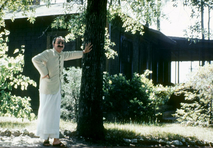 Meher Baba outside the Guest House, Meher Spiritual Center 1952.
