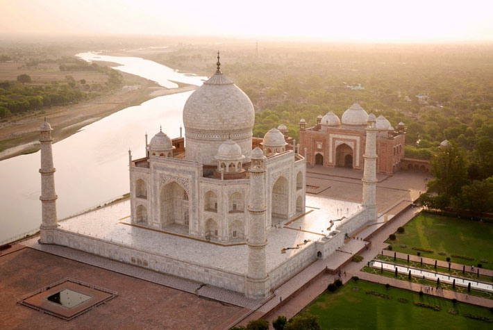 River view of the Taj with the buiding on the right - "The Answer "