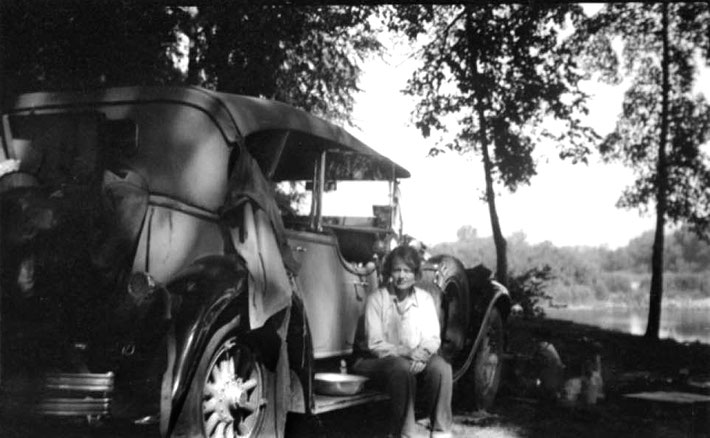 Elizabeth with her 1929 Stutz Model M Four door-Passenger Speedster by LeBaron touring in the USA.