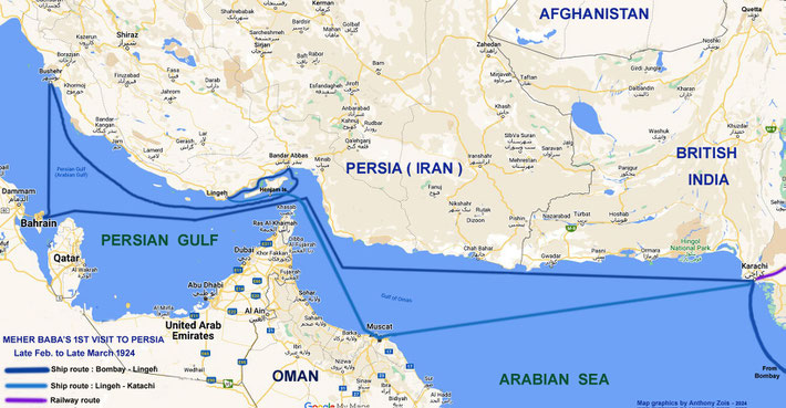 3. Map shows a close-up view of the sea routes in late February 1924. Map graphics by Anthony Zois.