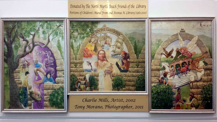 Tri-panel display at North Myrtle Beach Library, SC.