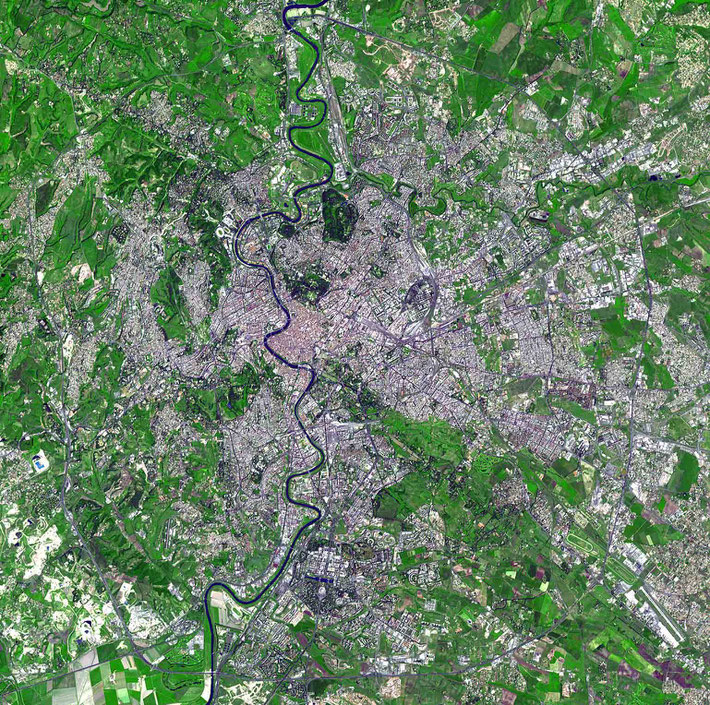 Aerial view of Rome, courtesy of NASA.