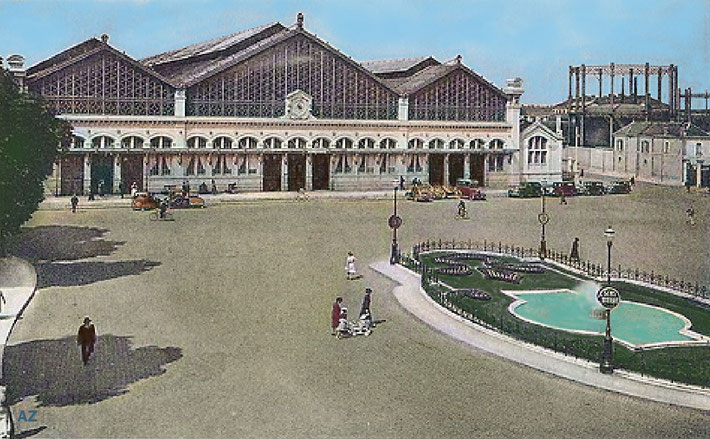 1930s : Orleans, FRANCE - La Place de Gare - Train Station. Image coloured by A. Zois.