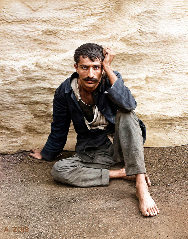 January 1922 - Meher Baba in Bombay after his journey from Sakori, India. Image rendered by Anthony Zois. BP
