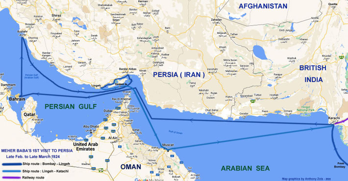 Map shows a close-up view of the sea routes in late February 1924. Map graphics by Anthony Zois.