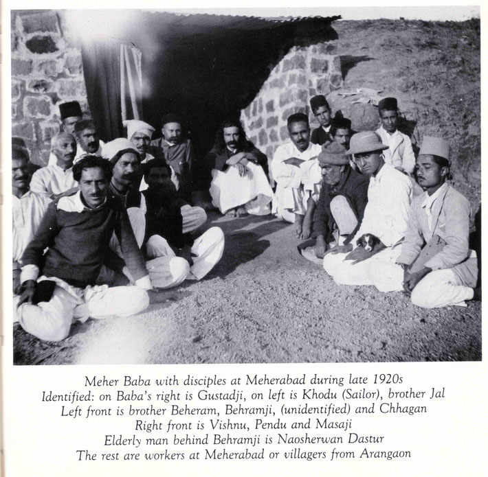 Khodu is on the right of Meher Baba. Courtesy of Lord Meher Vol. 2 - p.593