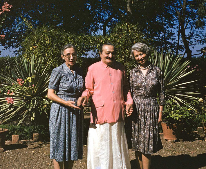 (L-R) Kari Harb, Meher Baba & Jeannie Campen -1961 at Meherazad