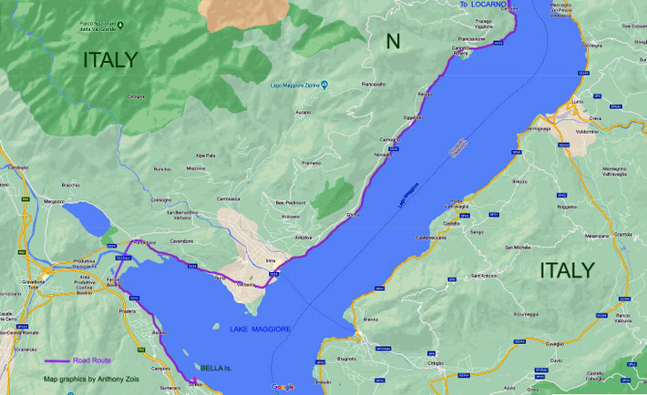 Map 3 : Detail of the 2nd part of the road to Bella Is, Italy. Map graphics by Anthony Zois.