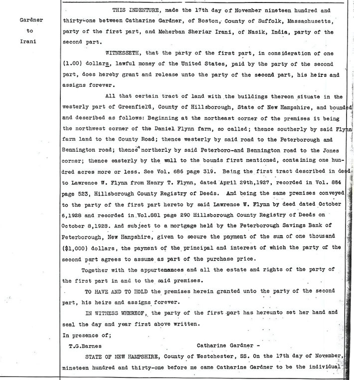 Land transfer deed for the Hancock property. Page 1 of 2. Courtesy of Michael Siegell.