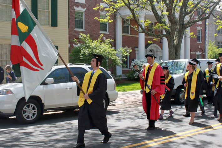 Hugh leading the Yale University Graduation year studens
