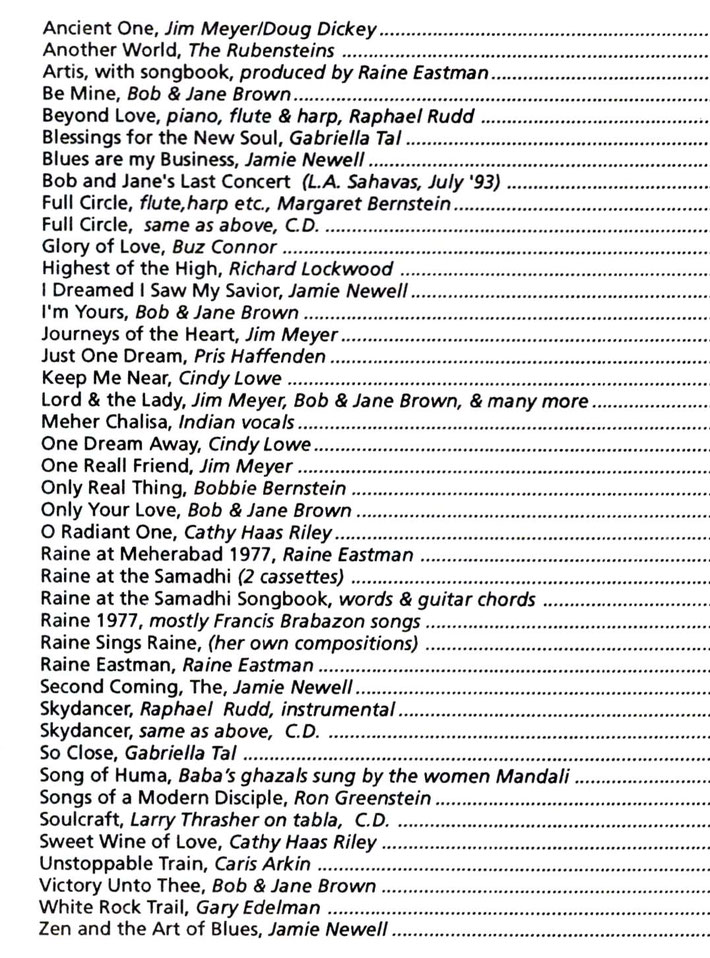 Typical artists list in publications