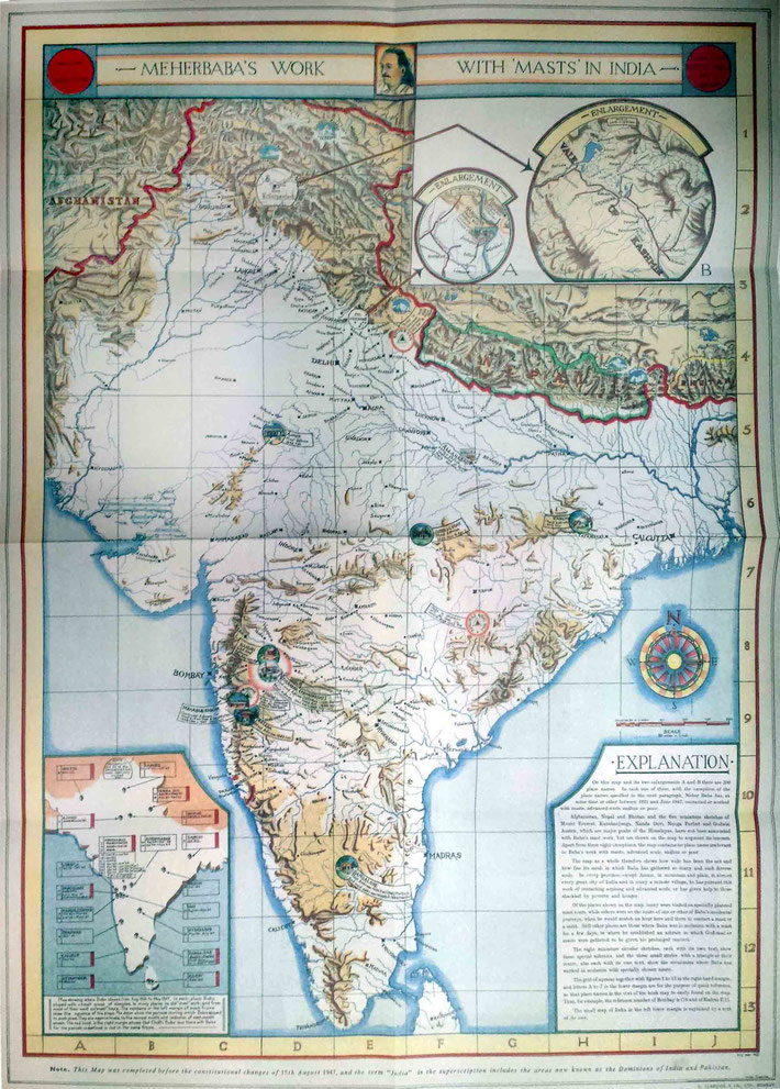 This map was part of "The Wayfarers" book. It illustrated the various places in India that Meher Baba visited.