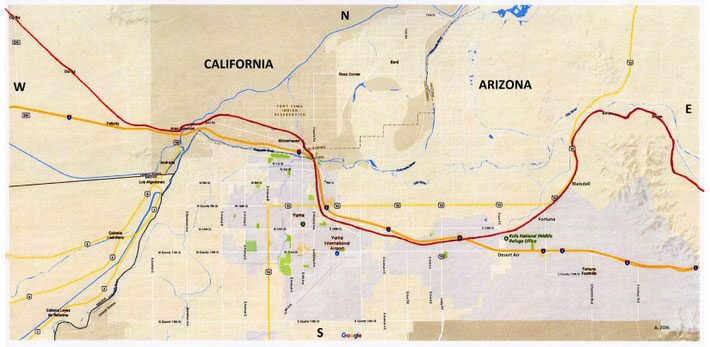 The train route is marked in RED.