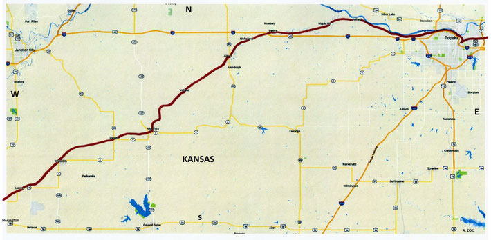 1932 : Kansas State Rail Routes ( close up )