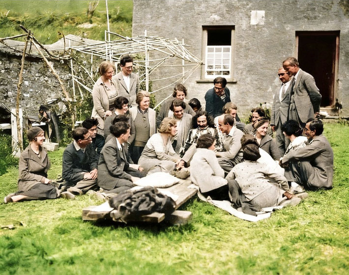 April 1932. Meher Baba at East Chalacombe, England. Image rendition by Anthony Zois.