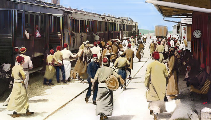 1930s Baghdad Railway station platform. Image rendered by Anthony Zois.