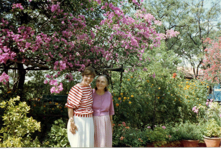 Mehera with Ursula Reinhart in the garden at Meherazad, India.  Courtesy of Ursula Reinhart.