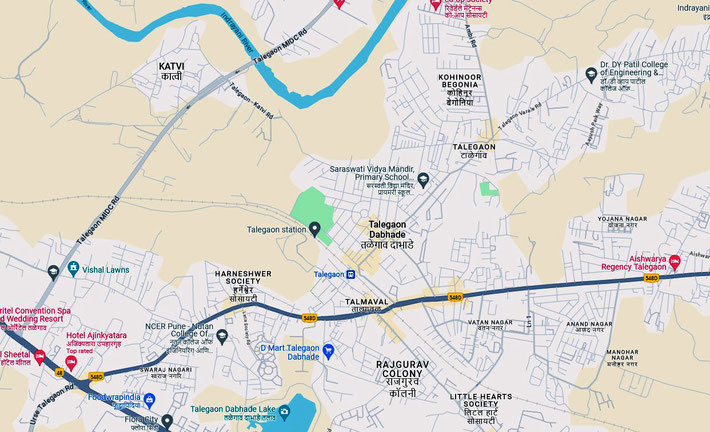 Map shows the layout of present day Talegaon.