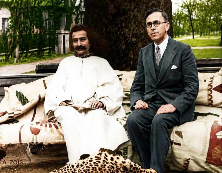1932 - Davy's garden. Image captured from a film of Meher Baba dictating a message for Charles Purdom to read for a newsreel fil. Image rendition by Anthony Zois.