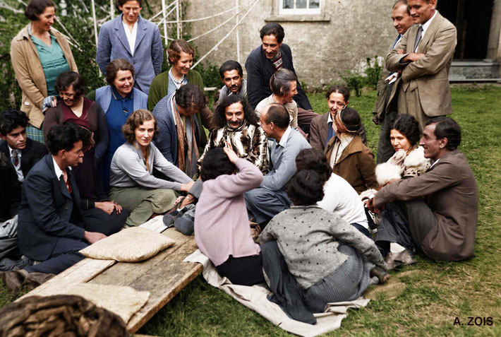 April 1932. Meher Baba at East Chalacombe, England. Image rendition by Anthony Zois.