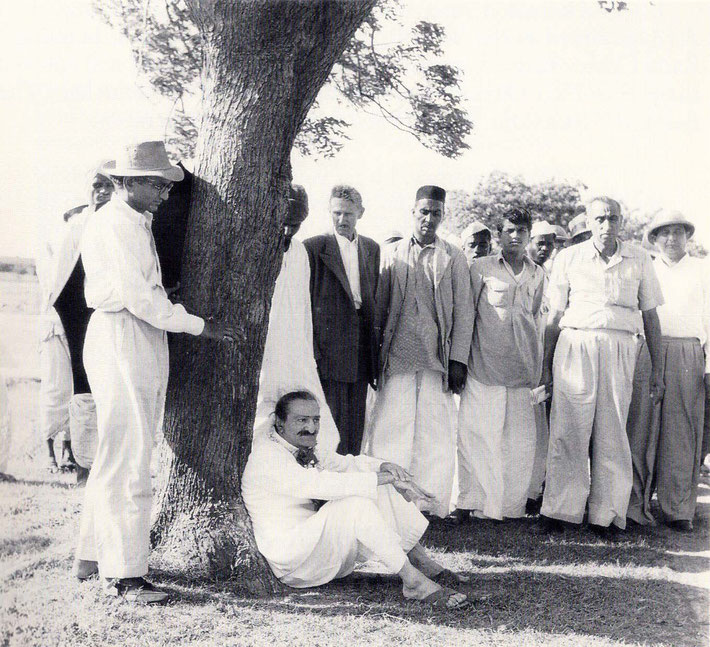 September 1954 : Frank is seated behind Meher Baba wearing a dark suit. LM p. 4453