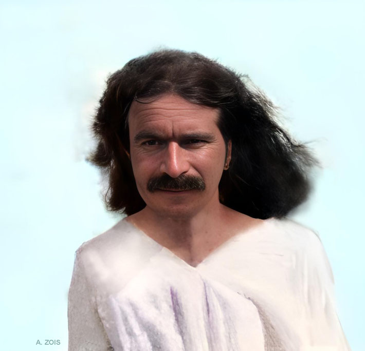 1926  Meher Baba at Meherabad, India. Image rendition by Anthony Zois.