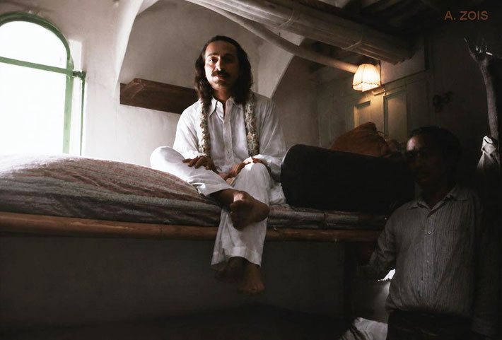 1930s: Meher Baba in his cabin with Kaka Baria. Unknown ship. Image rendition by Anthony Zois. BP