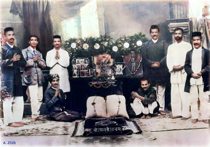 February 25th, 1922 - Kasha Peth, Poona, India. Merwanji seated wearing turban. Image enhanced by Anthony Zois.