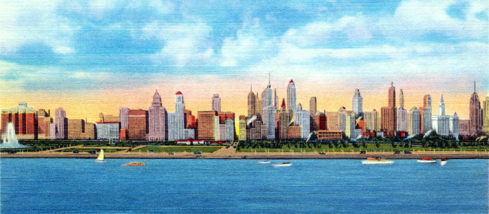 Chicago Skyline postcard, ca. 1930