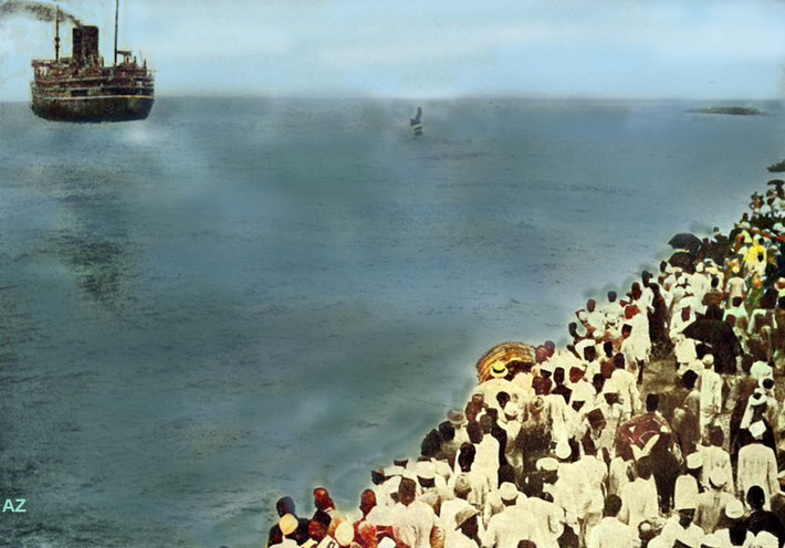 29th August 1931 : SS Rajputana leaving Bombay, India. Image rendition by Anthony Zois.