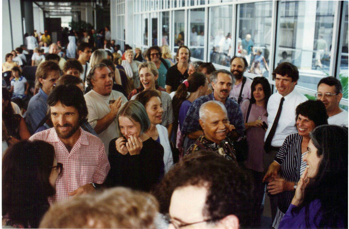 1990s : Bhau at Myrtle Beach Airport greeted by the locals. Image courtesy of Susan White.
