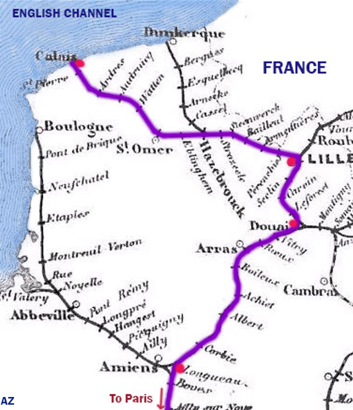 1933 : Dover to Calais by ferry, then to Paris to then travel to Spain in the Sud Express.