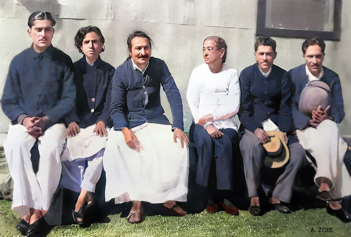  Adi sitting with his brother Meher Baba & his mother Shireen. His sister Mani is next to him with brothers Jal & Beheram. Image rendered by Anthony Zois.