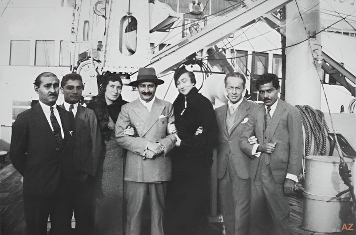 1932 - On board the SS Conte Verdi. Image enhanced by Anthony Zois.