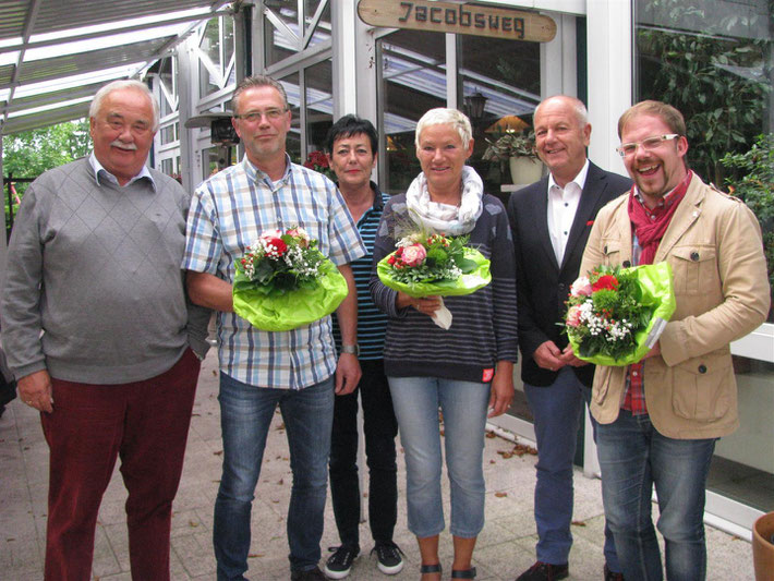 Wilfrid Adam, ehem.MdL, Jörg Münkenwarf, Christine Will, Gesche Marxfeld, Holger Barkowsky, Bürgermeister und Sebastian Seidel.