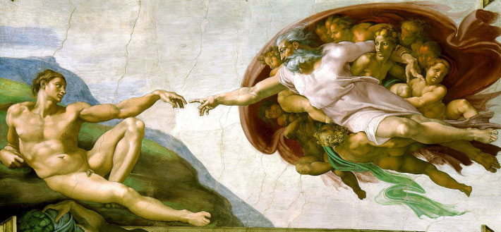 Michelangelo: Die Erschaffung Adams (Sixtinische Kapelle im Vatikan; Bildquelle: Wikipedia)