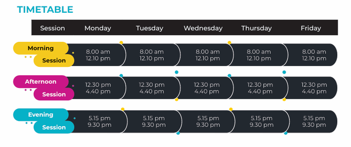 Original Campus General English Sample Time Table