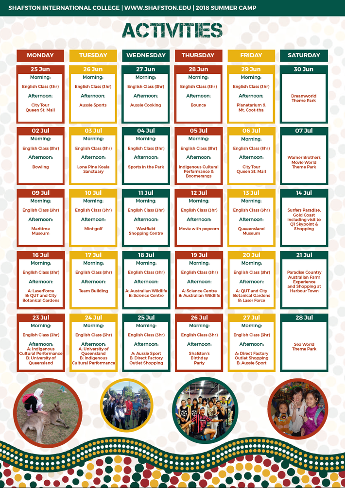 Shafston 2018 Summer Camp Timetable 1