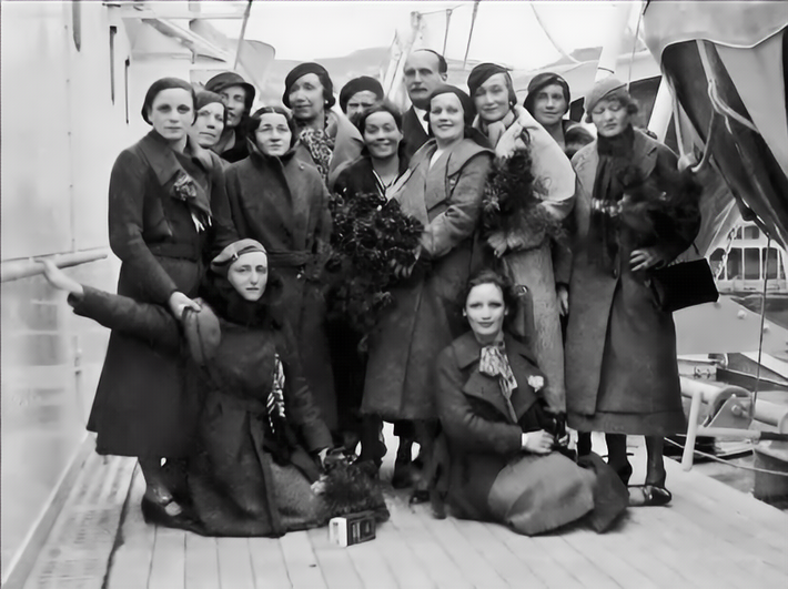 1933 - Christine is standing in the middle next to Norina. Image enhanced by Anthony Zois