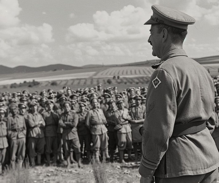  Francisco Franco addressing Nationalist soldiers