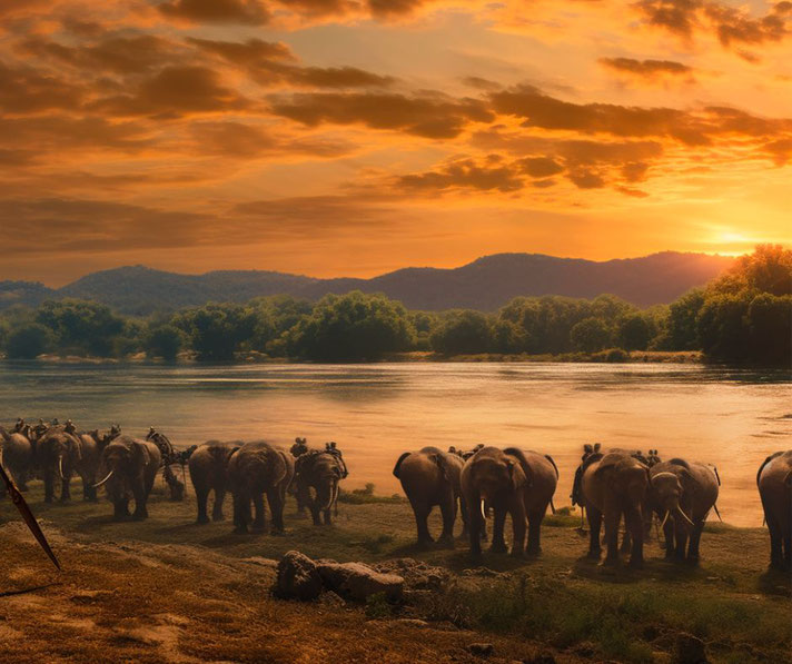 Hannibals elephants at the Rhone