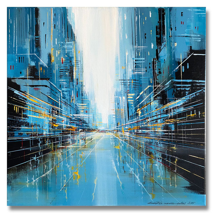 15 „STADTLANDSCHAFT“ – Mischtechnik auf Leinwand auf 2cm Keilrahmen – licht- und farbecht endfixiert – 40x40 - Bildpreis:220€