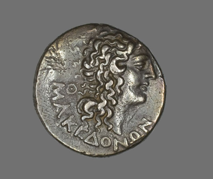 Silver coin minted by Lysimachus, featuring Alexander with Ammon horns; reverse shows Athena and Nike crowning Lysimachus's name.