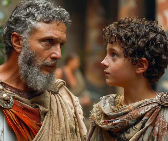 Marcus Aurelius and the young Commodus