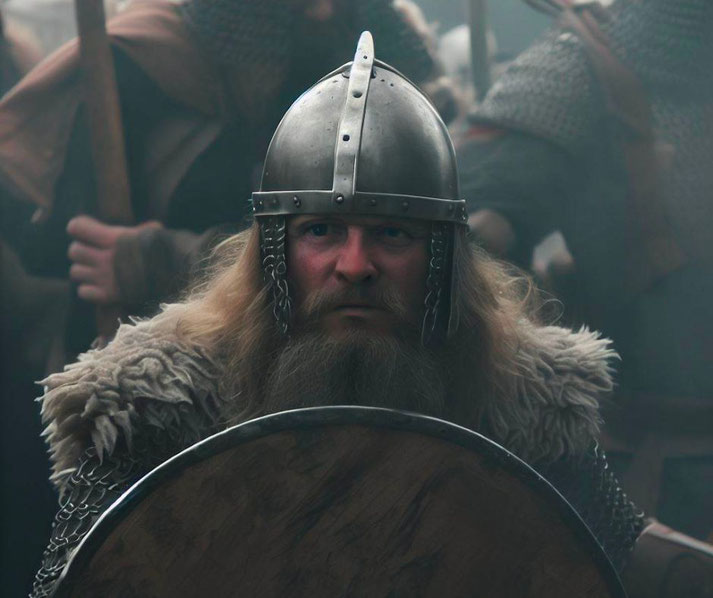 Viking helmet and shield