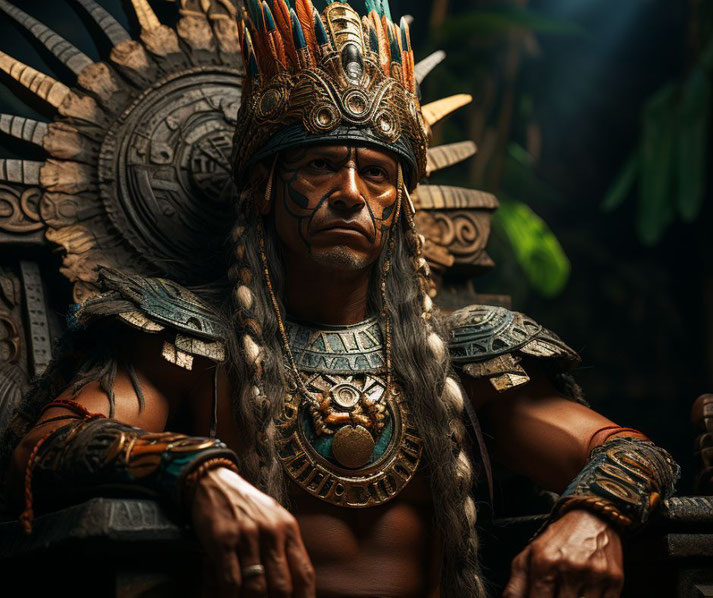 Montezuma II sitting on a throne