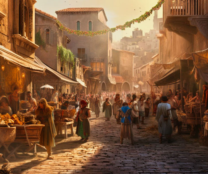 Roman marketplace just before the outbreak of the Great Fire