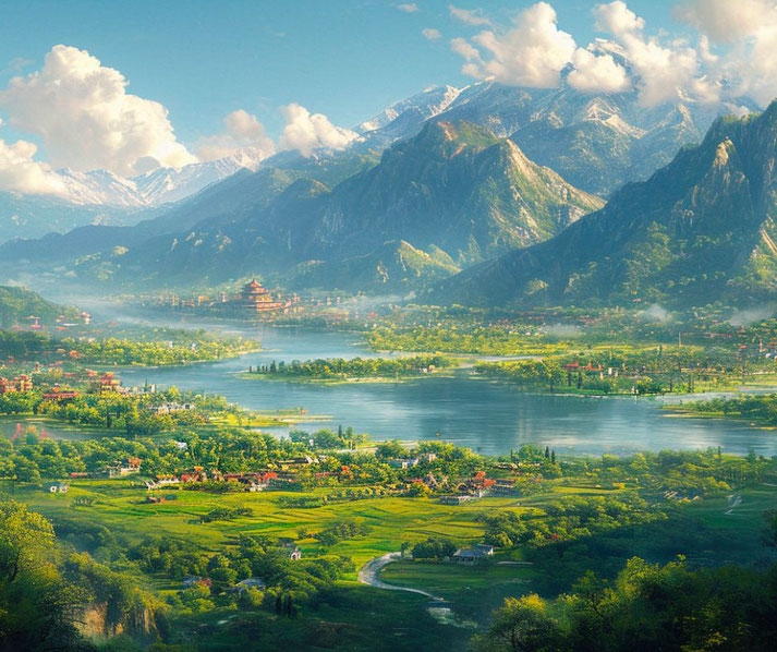 Ancient Chinese river valley